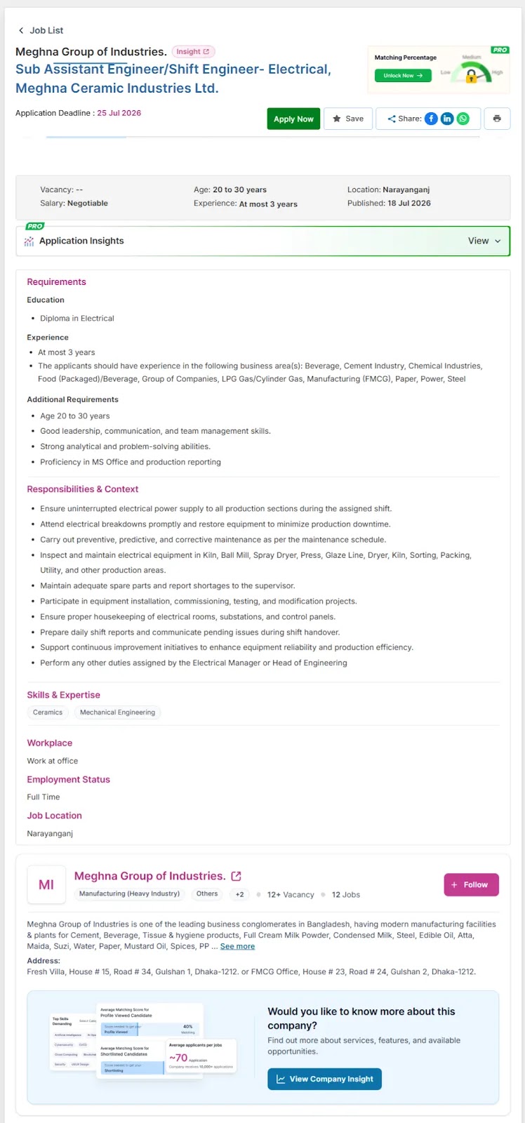 Meghna Group Job Circular 2026 - Circular 1