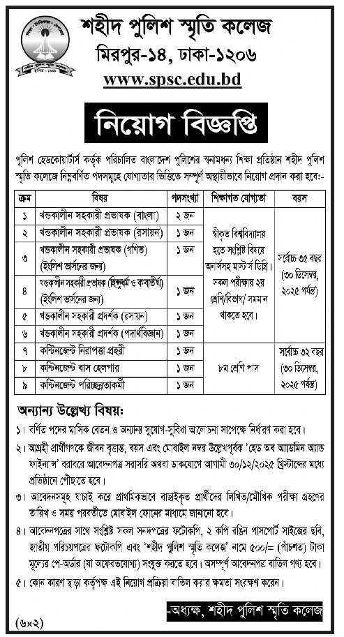 সকল স্কুল এন্ড কলেজ নিয়োগ বিজ্ঞপ্তি - Circular 1