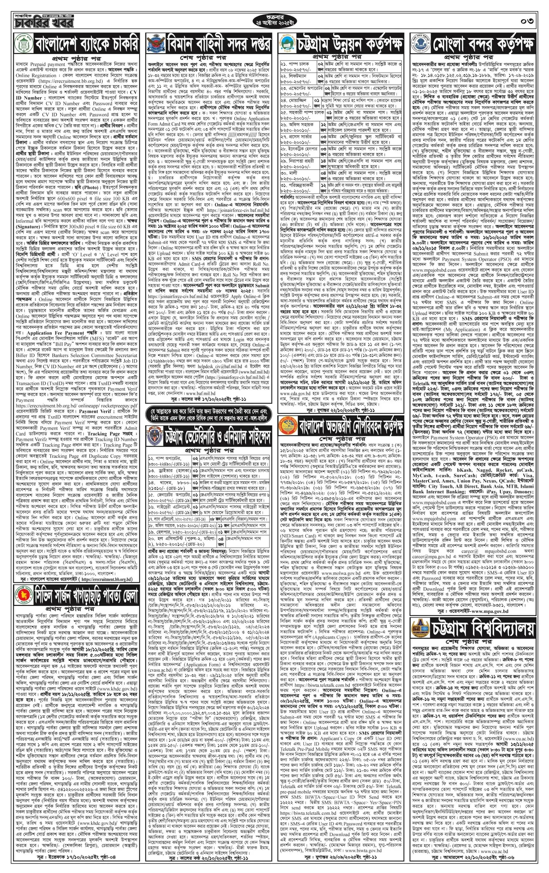 সাপ্তাহিক চাকরির ডাক পত্রিকা ২৪/১০/২০২৫ - Circular 3