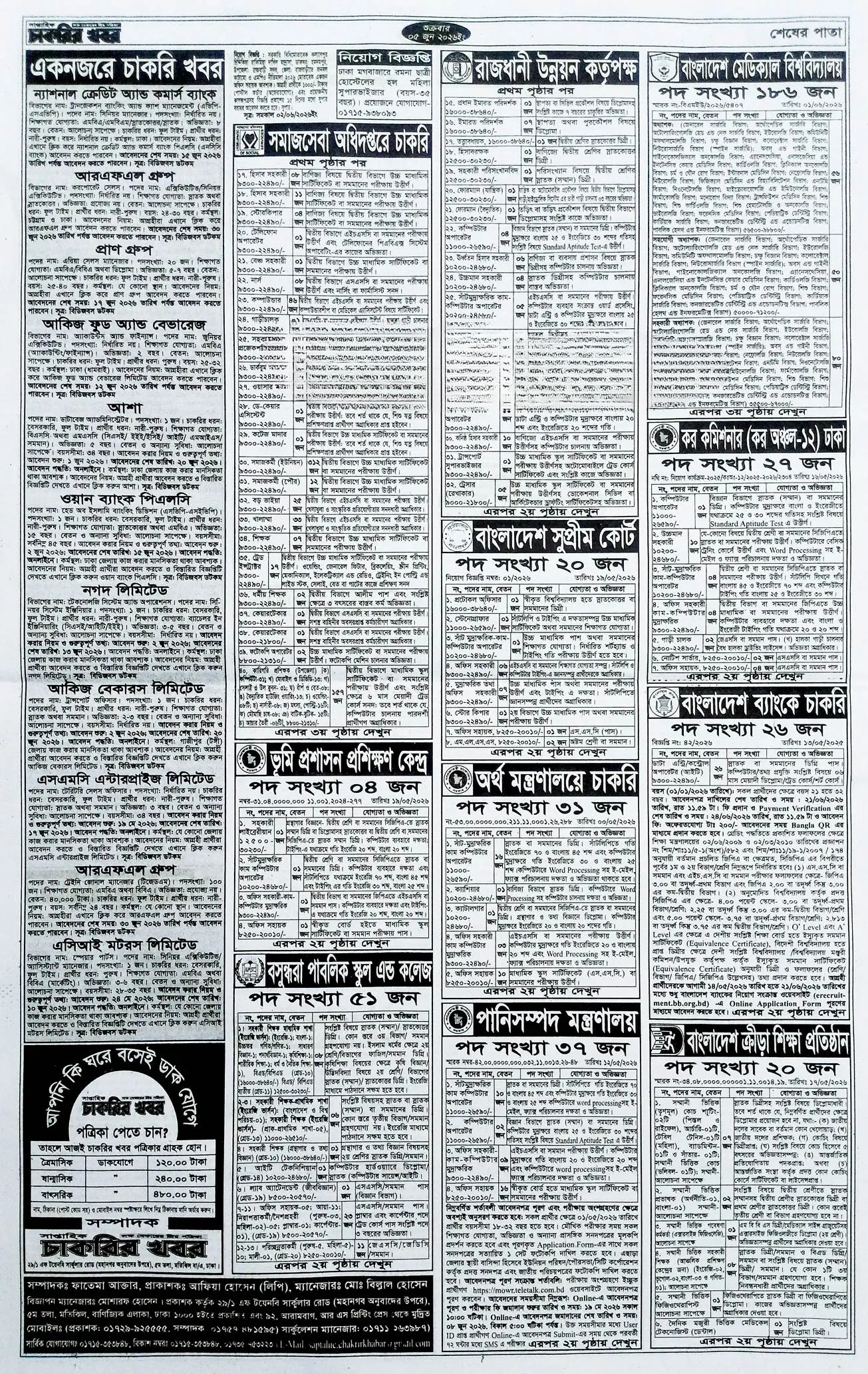 সাপ্তাহিক চাকরির ডাক পত্রিকা ৫ই জুন ২০২৬ - Circular 4